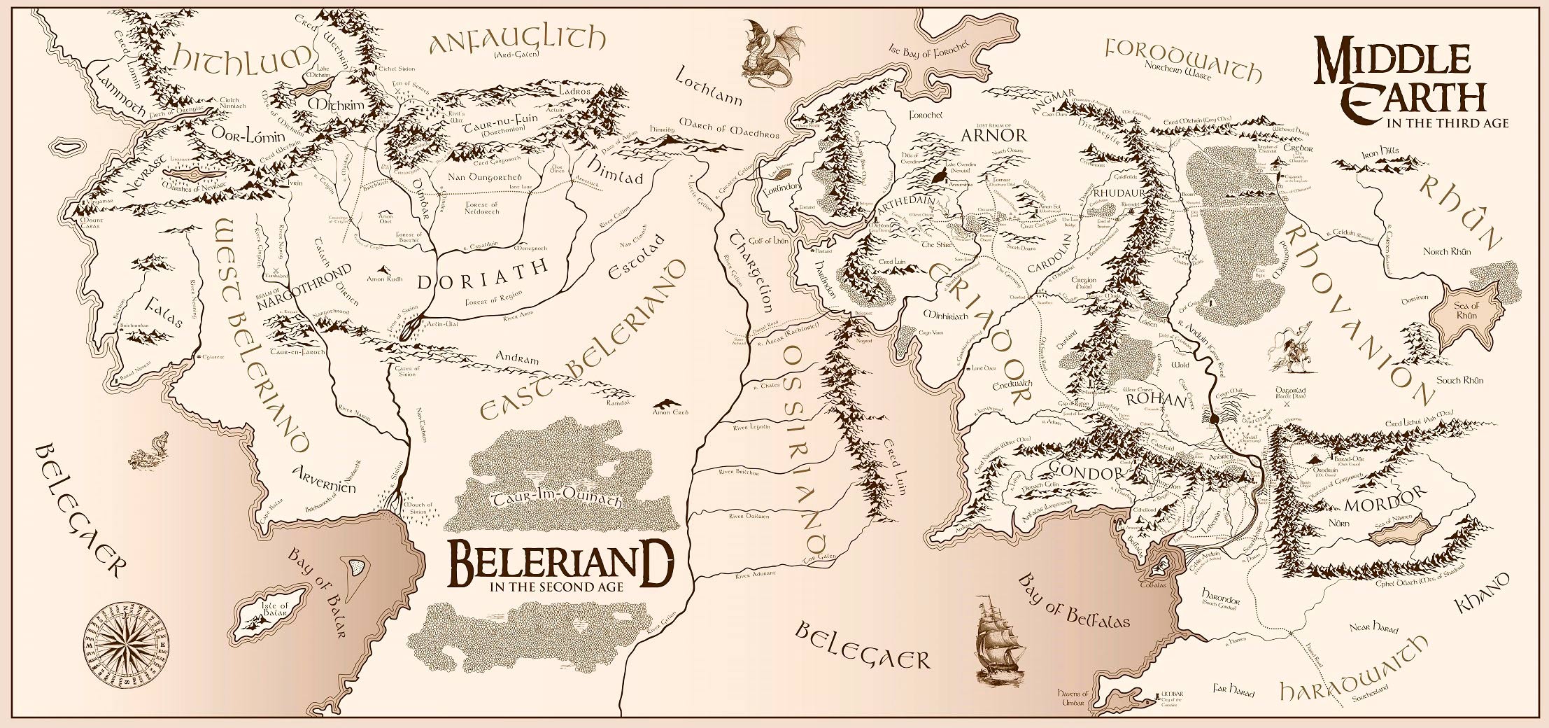 Джон Толкиен карта Средиземья